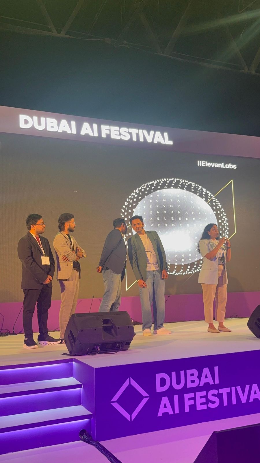 Team Mizan presenting on the Dubai AI Festival stage