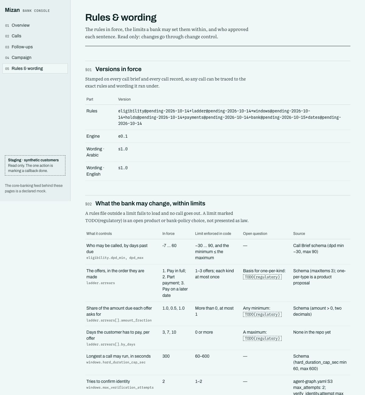 Rules and wording: the signed versions in force on every call